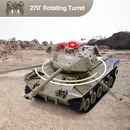 BEAURE Remote Control Tank for Kids M41A3 American Army Battle Programmable RC Tanks with Lights &amp Realistic Sounds RC Military All Terrain Off-Road Vehicles Great Gift Tank Toy for Boys