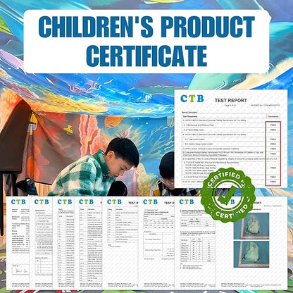 Magic Fort Building Kit for Kids - Large Lightweight Blanket Fort Making Kit Clips with CPC Certification - Portable Playhouse Play Tent Fort - Indoor/Outdoor Girls/Boys Toys Ages 4-5 6 7 8-12
