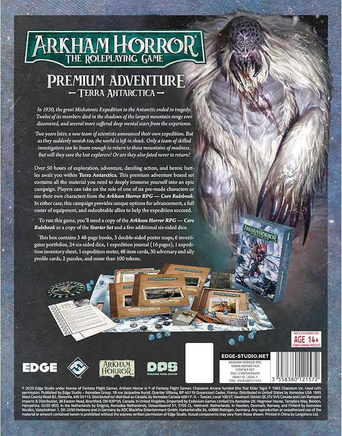 Asmodee Arkham Horror The Roleplaying Game Terra Antarctica Adventure Book Immersive RPG for Kids &amp Adults Ages 14+ 2-6 Players 1+ Hour Playtime