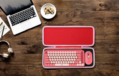 Aenllosi Hard Carrying Case Compatible with Logitech POP ICON Combo/POP Keys Mechanical Wireless Keyboard (Pink)(Case Only)