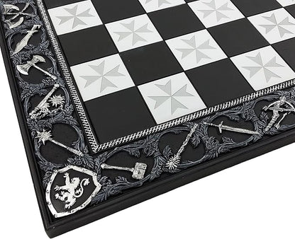 HPL Medieval Times Crusades Blue and White Armored Maltese Knights Chess Set with 17 Board
