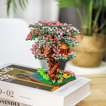Cherry Blossom Bonsai Tree Mini Micro Building Set Japanese Sakura Tree House Model Sets for Adults Flowers House Mini Bricks Building Kit Creative Gift Toys for Teens 14 (2138PCS)