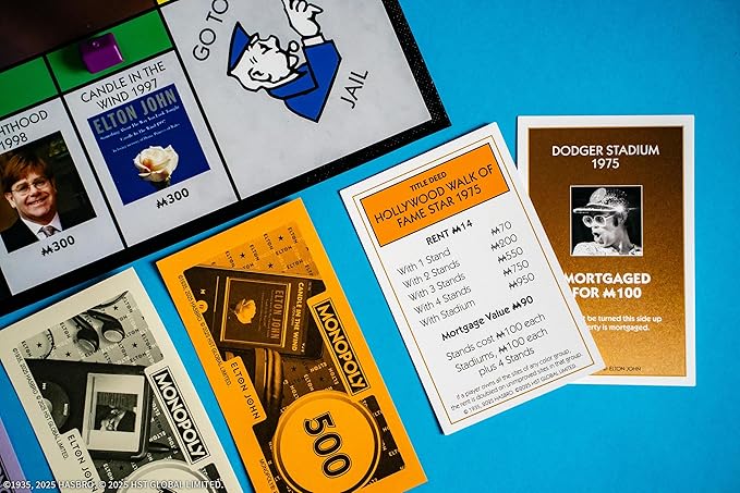 Monopoly: Elton John Play as Iconic Headgear Star Glasses &amp More Collect Legendary Career Moments Like Knighthood &amp Farewell Tour Officially Licensed Elton John Board Game