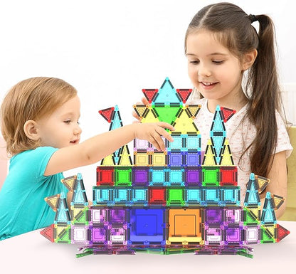 PicassoTiles 100PC Travel Nano Magnetic Tiles Construction Building Blocks Toy with Storage Case Educational STEM Learning Build Kit 3D Magnet Tile Stacking Block Toys for Kids Boys Girls Ages 3+ PN04