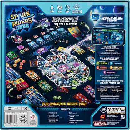 SAVANA Spark Riders 3000 - Rider Edition - Sci-Fi Survival Board Game | Pilot Repair &amp Fight Aliens with The Interactive App | 1–4 Players Ages 10+ 60 Min Playtime | Solo &amp Team Strategy Ga