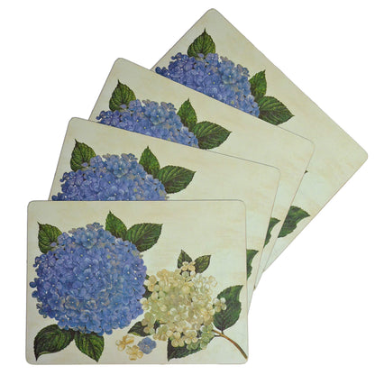 Benson Mills Cork Placemats Set of 4, Thick Cork Place Mats for Kitchen and Dining Tables, Easy Clean Table Mats (12" x 16" Rectangular Set of 4, Hydrangea Floral)