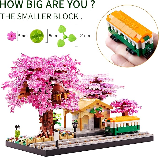 Japanese Cherry Blossom Tree Building Set Mini Micro Blocks Kit for Adult Flowers House Bonsai Tree Building kit Ideas Toys Present for Girls 14+
