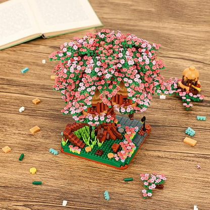 Cherry Blossom Bonsai Tree Mini Micro Building Set Japanese Sakura Tree House Model Sets for Adults Flowers House Mini Bricks Building Kit Creative Gift Toys for Teens 14 (2138PCS)