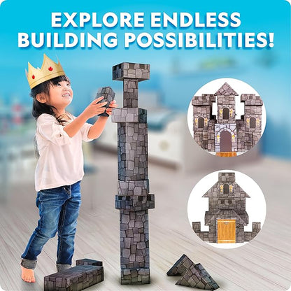 National Geographic Jumbo Cardboard Building Blocks – 30-Pc. Extra-Thick Cardboard Bricks for Kids Build a Castle Play House Indoor Playhouse Large Building Blocks Kids Giant Blocks