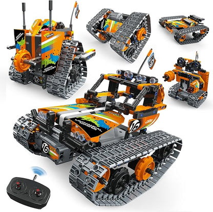 5 in 1 STEM Remote Control Building Kit 392Pcs Blocks Erector Projects Set Toys for Kids Age 8-12 Build a Tank/Robot/AVT DIY Science Educate 6 7 9 10 11 Years Old for Boys &amp Girls Gift Ideas