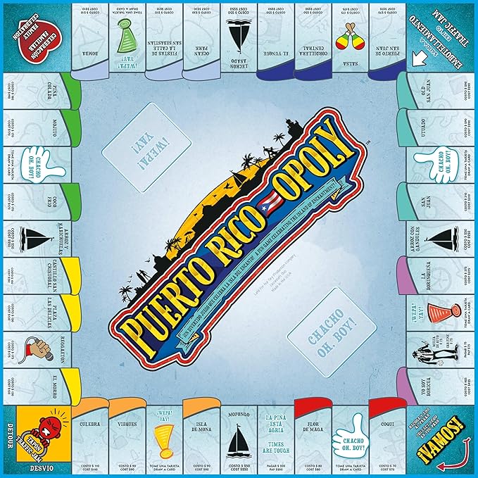 Late for The Sky Puerto RICO-OPOLY Bilingual Board Game Puerto Rican Culture for Ages 8+ 2–6 Players Collectible Tokens Property Trading Fun