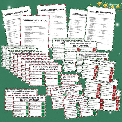 Christmas Friendly Feud Game with 2 Answer Buzzers Holiday Feud Cards for Family Game Night Fun Trivia Quiz for Xmas Party Office Class Groups Team Building