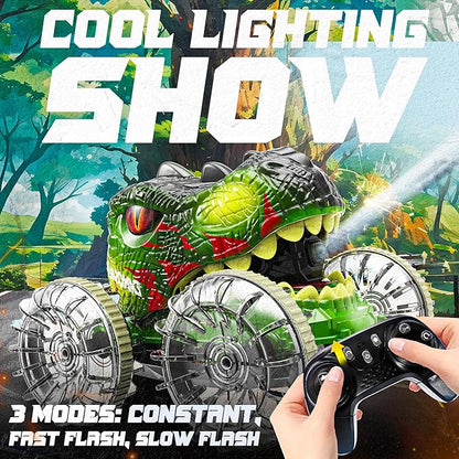 BEZGAR Monster Truck Toys - Dinosaur Toys with LightHand Gesture Sensing RC Cars for Water &amp Land with Water Gun Monster Truck with 360° Spins and Drifting Remote Control Car for Boys 4-7