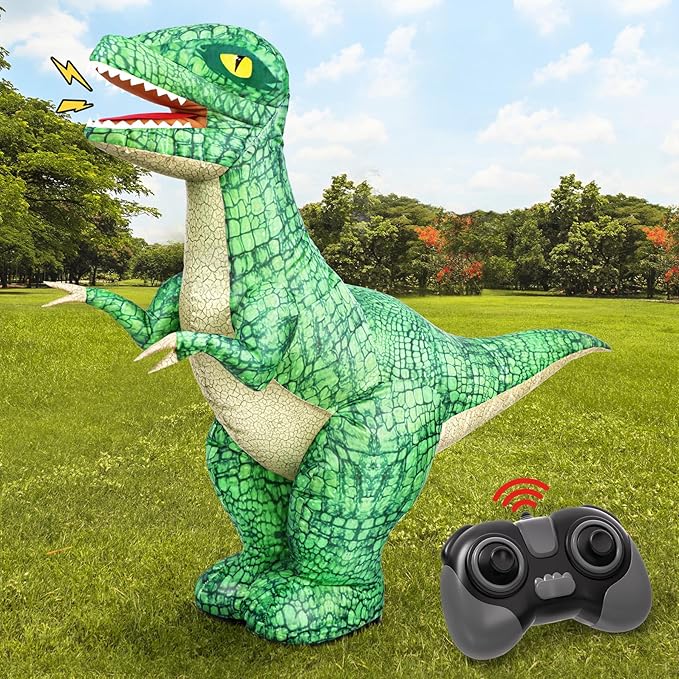 2.4GHZ Remote Control Inflatable Dinosaur Toy for KidsElectric Toy Dinosaur with 360°RotationForward &amp BackwardRechargeable Walking Dinosaur Toy for Boys Kids Age 6-8 8-12 Birthday Gifts