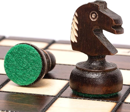 Husaria European International Chess Wooden Game Set King's Classic - 11.3-Inch Small Size Chess Set with Folding Board and Felt Bottom Chessmen