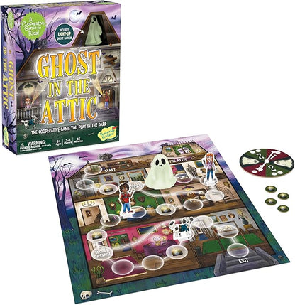 Peaceable Kingdom Ghost in The Attic - Cooperative Board Game for Family Game Night – Unique Glow-in-The-Dark Board Game - Great for Kids Ages 5 &amp Up