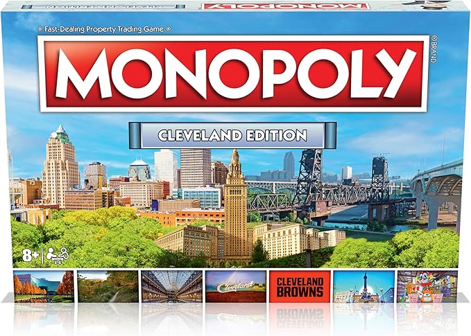 Monopoly Board Game Cleveland Monopoly Edition: 2-6 Players Family Board Games for Kids and Adults Board Games for Kids 8 and up for Kids and Adults Ideal for Game Night