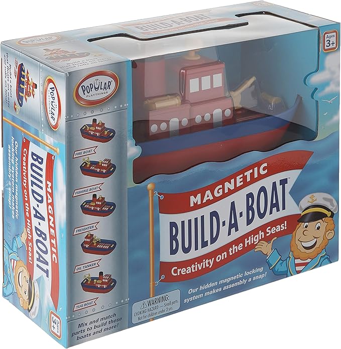 Popular Playthings Magnetic Build-a-Boat High Seas Play Set Waterproof Floating Bath Toddler Toys Gifts for Kids Ages 3 &amp Up - 10 Pieces