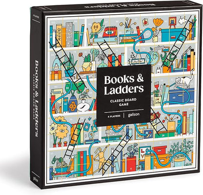 Galison Books and Ladders – Literary Version of Classic Snakes and Ladders Board Game for Adults and Kids Alike Perfect for Family Game Night 2-4 Players Medium