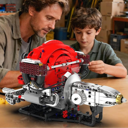 Engine Model 868PCS Building Blocks for Adults with Bluetooth App Control DIY Working Mini Engine Build Kit with Dynamic RGB Lighting STEM Engineering Kit for Builders