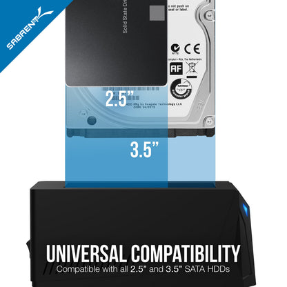 SABRENT USB 3.0 to SATA External Hard Drive Docking Station for 2.5" or 3.5"' HDD, SSD [Support UASP] (EC-UBLB)