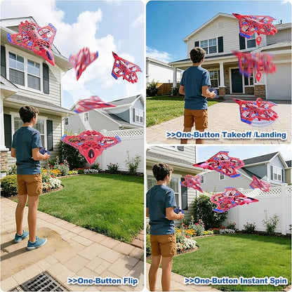 Remote Control AirplaneRC Plane for Adults with LED Lights 360° Flip Fighter Jet Drone Flying Toys Easy to Fly for Beginner 14+ Years Old (Red)