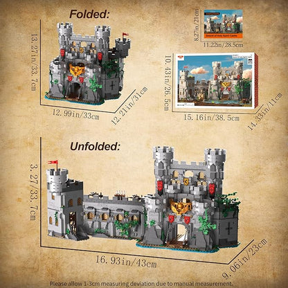 Medieval Castle Building Blocks for Adults Toy Buildings Set 2 in 1 Folding Model Kits for Teens Boy Girl 14+ Home Office Decor Birthday Sword of Holy Spirit Castle 2484PCS