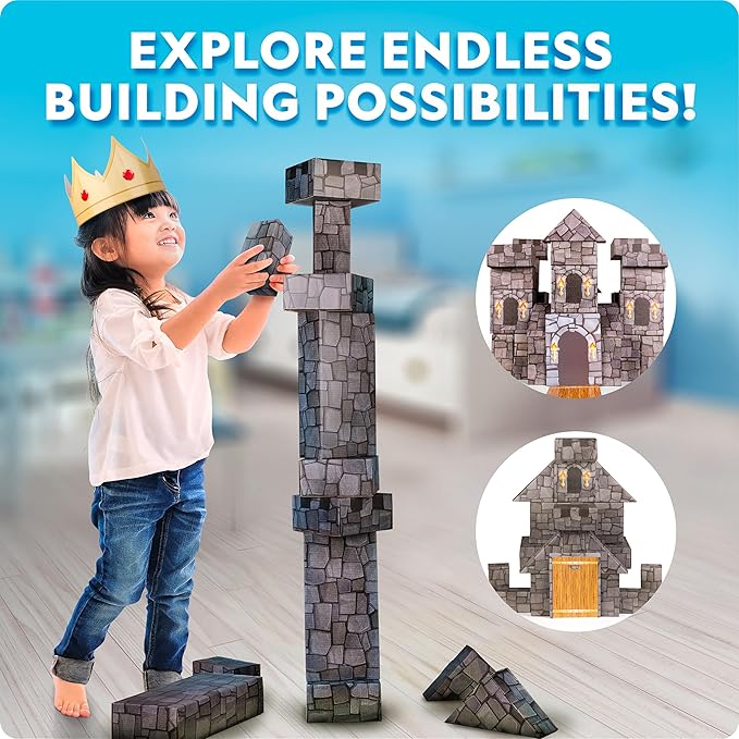 National Geographic Jumbo Cardboard Building Blocks – 45-Pc. Extra-Thick Cardboard Bricks for Kids Build a Castle Play House Indoor Playhouse Large Building Blocks Kids Giant Blocks