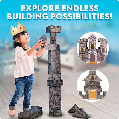National Geographic Jumbo Cardboard Building Blocks – 45-Pc. Extra-Thick Cardboard Bricks for Kids Build a Castle Play House Indoor Playhouse Large Building Blocks Kids Giant Blocks