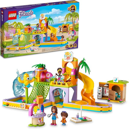 LEGO Friends Water Park Toy Building Set 41720 Pretend Play Kit with Swimming Pool Slides Water Canons and Two Mini-Dolls Heartlake City Toy Birthday Gift Idea for Kids Boys Girls Ages 6+ Years
