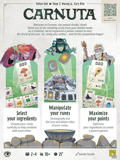 Asmodee Carnuta Board Game - Collect Ingredients &amp Score Points in a Potion Brewing Strategy Game with Acrylic Runes Family Fun for Kids &amp Adults Ages 10+ 2-4 Players 30 Minute Playtime