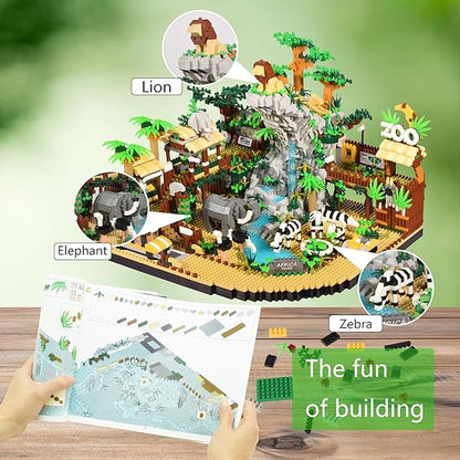 Zoo Micro Building Blocks Set Desert Wildlife Animals Park Building Kit with Lions Elephants Zebras and Safari Truck Home &amp Office Decor Birthday for Adults and Age 14+ (4800PCS)