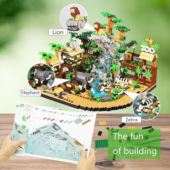 Zoo Micro Building Blocks Set 4800PCS for Adults or Teens Ages of 14+ Animals Park DIY Modle Kit in Living Room or Office Decorative Items Collection Model for Lovers