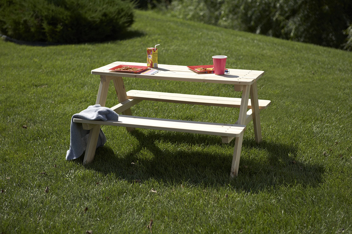 Merry Garden Kids Wooden Picnic Bench Outdoor Patio Dining Table, 37 x 10.8 x 4.9, Brown