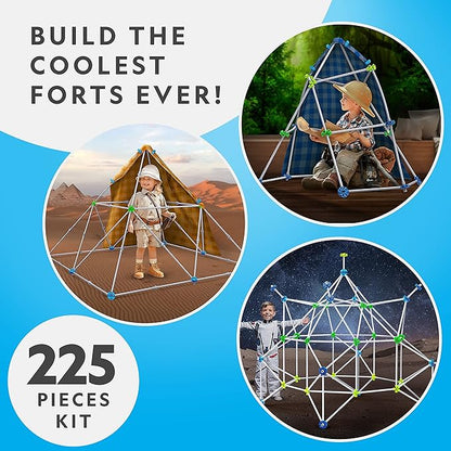 National Geographic Indoor Fort Building Kit - 225 Pieces for Creative Play STEM Building Toys for Kids Ages 6-12 Blanket Fort (Amazon Exclusive)