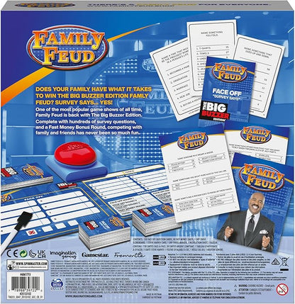 Spin Master Family Feud Big Buzzer Game Amazon Exclusive “Buzz in” with The Electronic Buzzer Board Game for Hilarious Family Fun Ages 8 and up