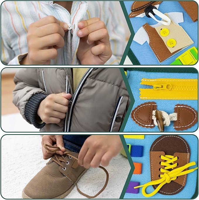BONNYCO Busy Board for 1 Year Old Animals. Montessori Busy Book for Toddlers 1-3 2-4 Felt Quiet Book Baby. Montessori Toys Toddler Learning Toys for Travel Airplane Car. Educational Activity Board