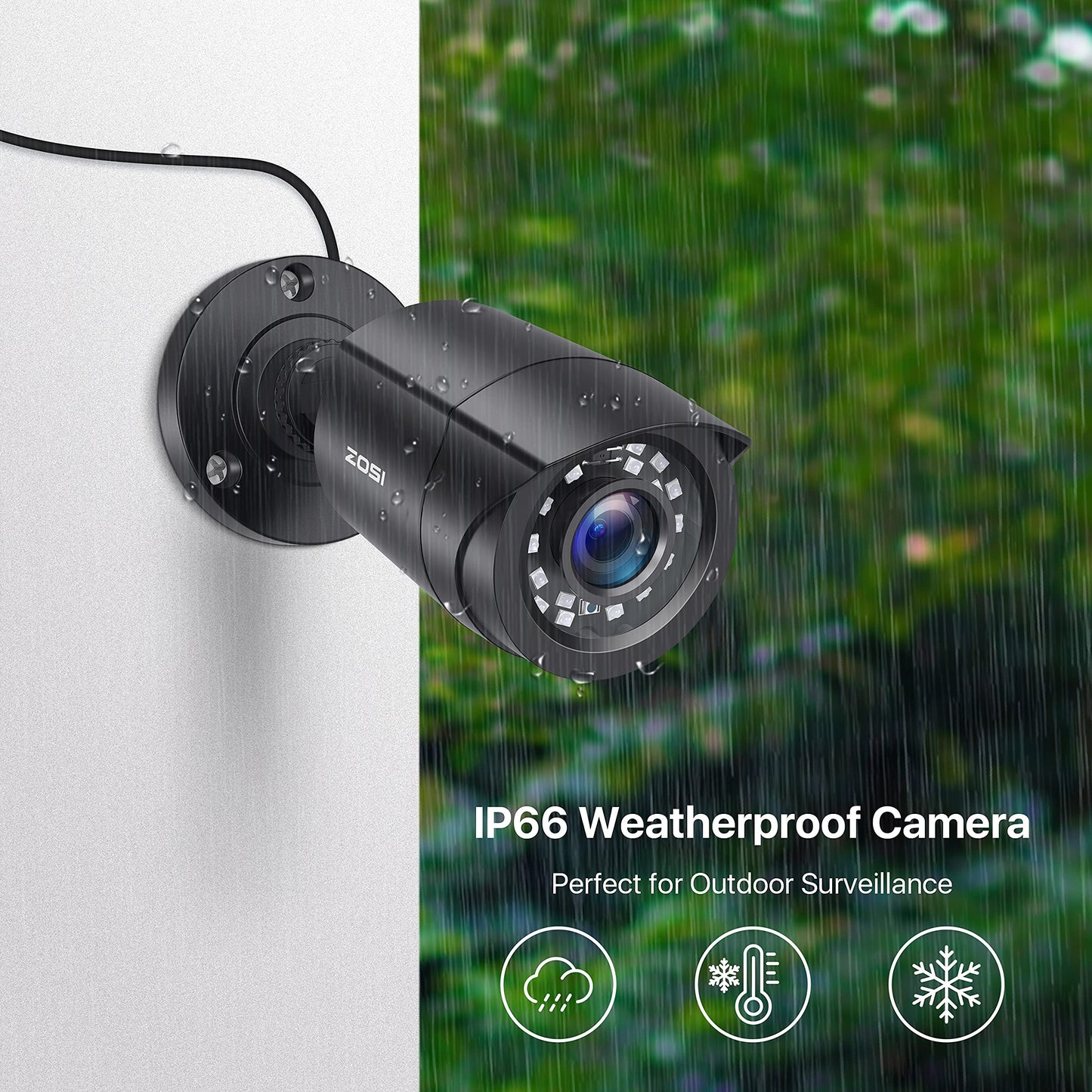 ZOSI 1080P 4 Pack HD TVI Security Cameras, 80ft Night Vision, Outdoor Indoor Weatherproof Bullet Camera for 1080P/5MP/4K HD TVI Analog CCTV DVR System
