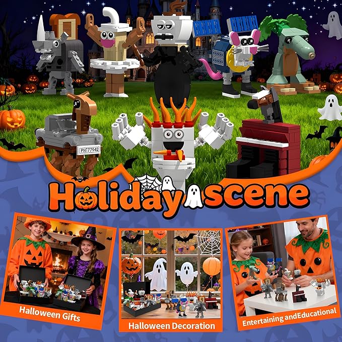 Brainrot Vrial Meme Building Blocks Set - 8-in-1 605 Pieces STEM Learning Construction Toys for Ages 6+ Compatible with Standard Bricks Ideas for Birthday &amp Holiday