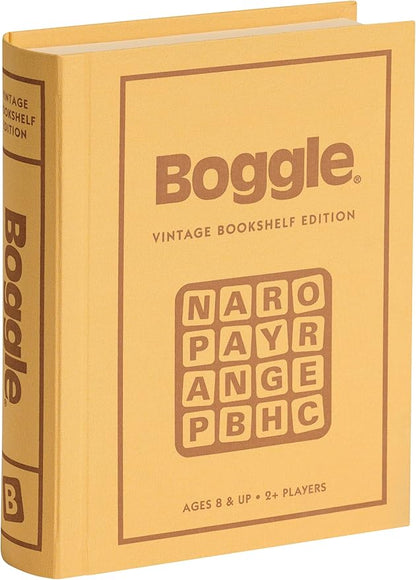 WS Game Company Boggle Vintage Bookshelf Edition Classic Word Games Linen-Wrapped Book Box with Retro 1976 Design Ages 8+