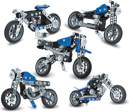 MECCANO Erector 5 in 1 Model Building Set - Motorcycles 174 Pieces for Ages 8 and up STEM Construction Education Toy