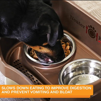 Neater Pet Brands Stainless Steel Slow Feed Dog Bowl for Fast Eating Large Breed, Metal Slow Feeder Dog Bowl Fits in Large Neater Feeders, for Puppy or Dogs (>40 lbs), 3 Cup Food Capacity