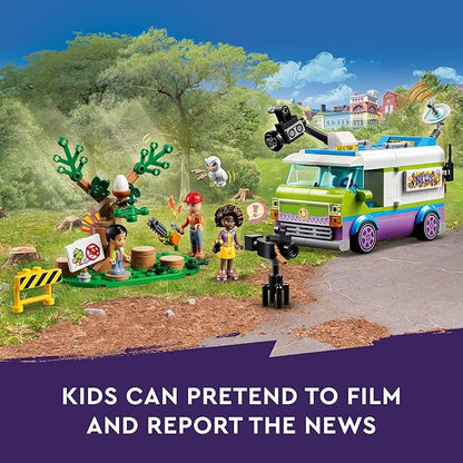 LEGO Friends Newsroom Van 41749 Building Toy Set Creative Fun for Ages 6+ Includes Accessories So Kids Can Pretend to Film and Report The News A Fun Birthday Gift for Kids Who Love Role Play