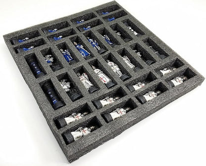 HPL Medieval Times Crusades Blue and White Armored Maltese Knights Chess Set with 17 Board