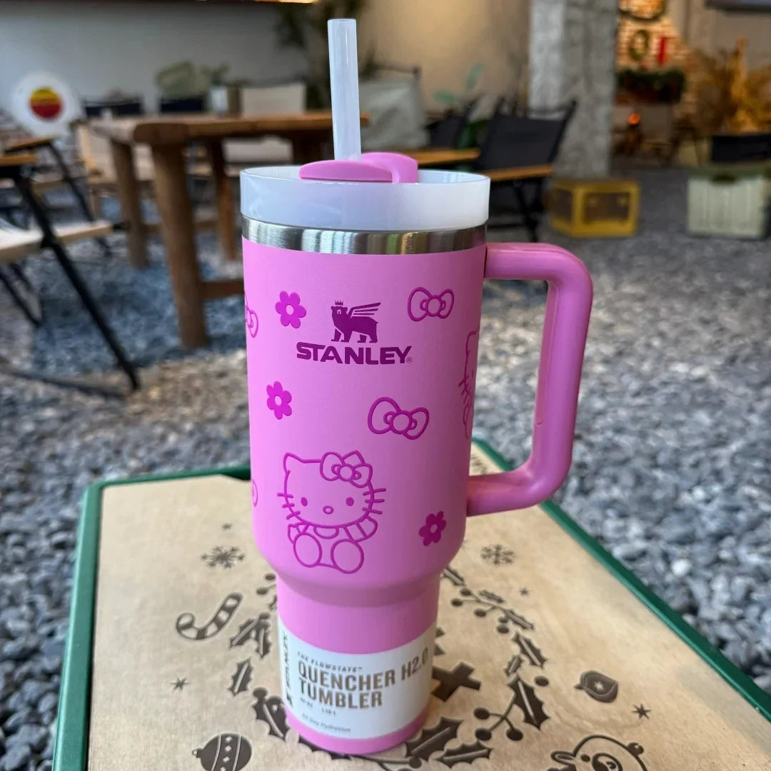 Pink Stanley Quencher H2.0 Tumbler – 40 oz Travel Cup