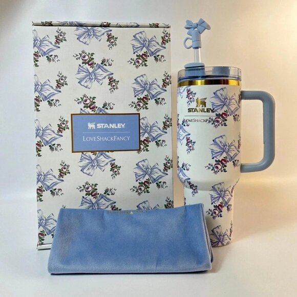 Stanley Love Shack Fancy 40oz Tumbler – Holiday Rosa Beaux Blue